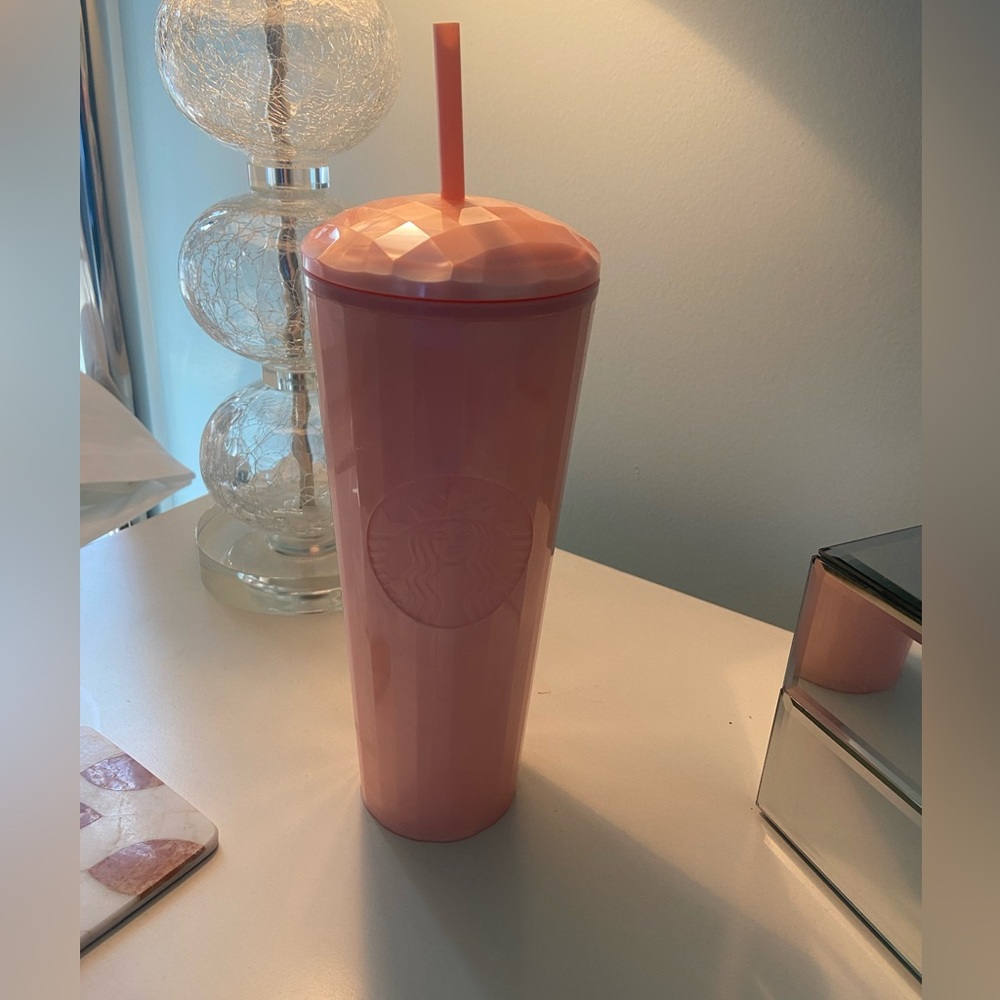 Starbucks Venti pink pearlescent domed cup (Brand New)